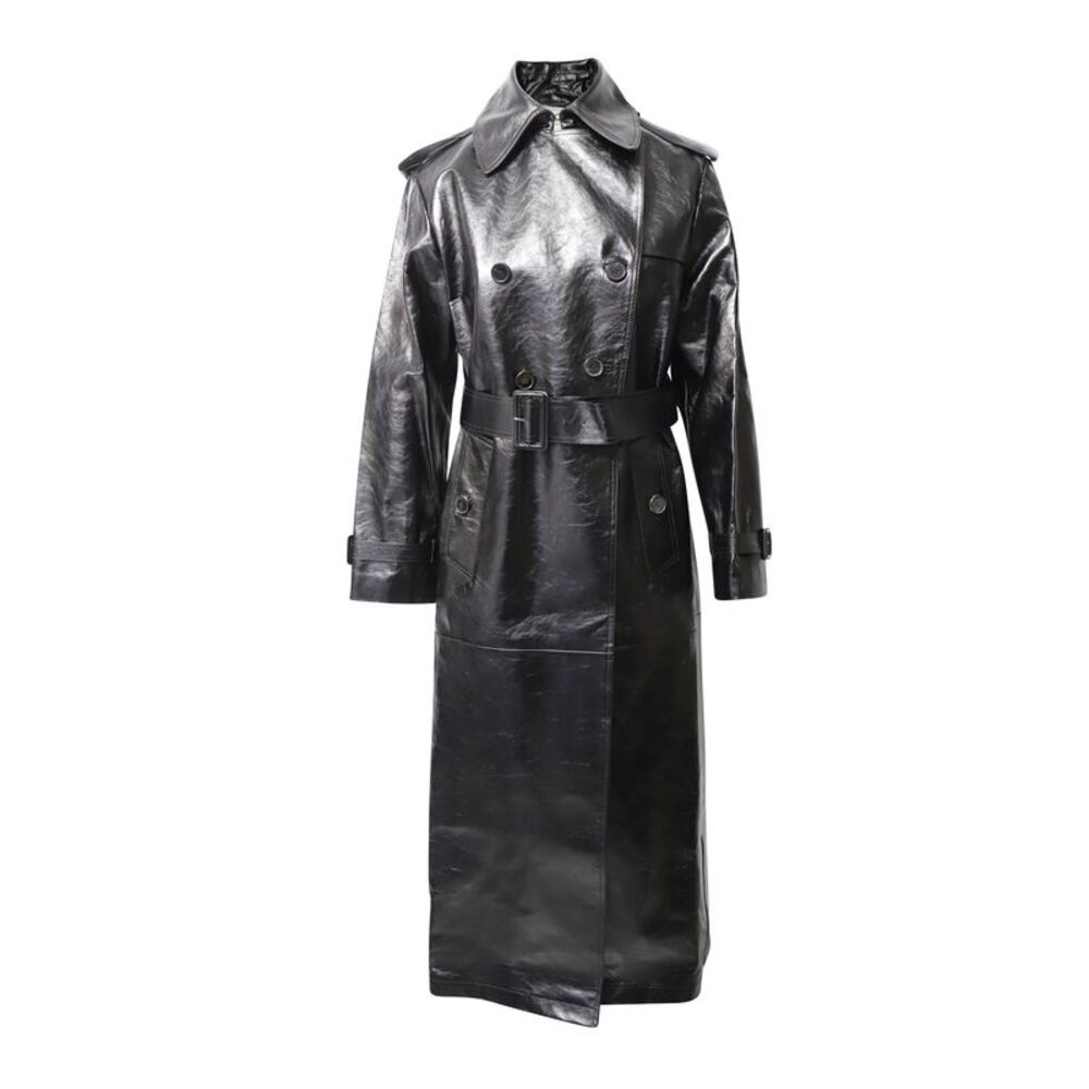 Valentino Trench Coat in Black Leather